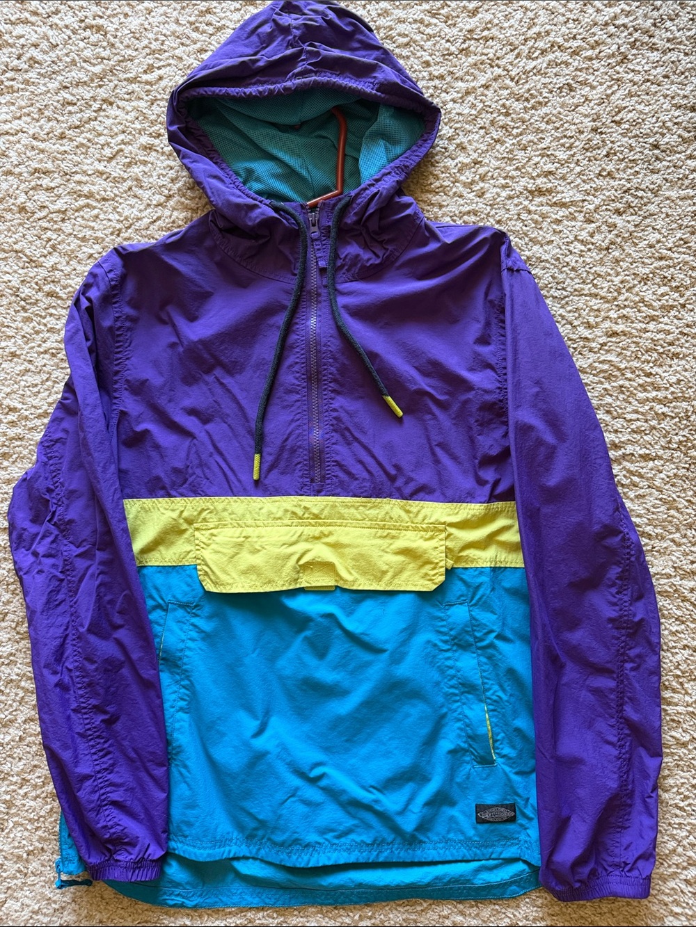 Purple Yellow Teal Colorblock Windbreaker Jacket